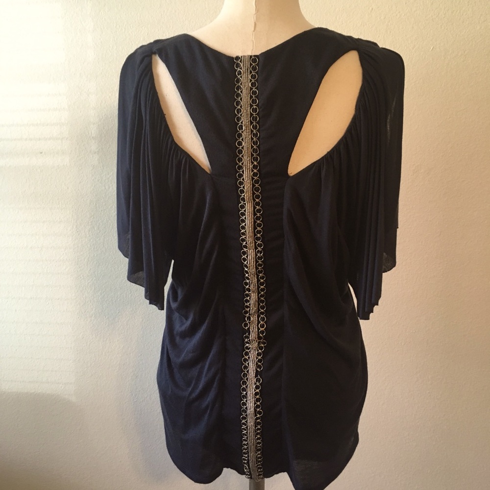 Neiman Marcus Split-sleeve Blouse